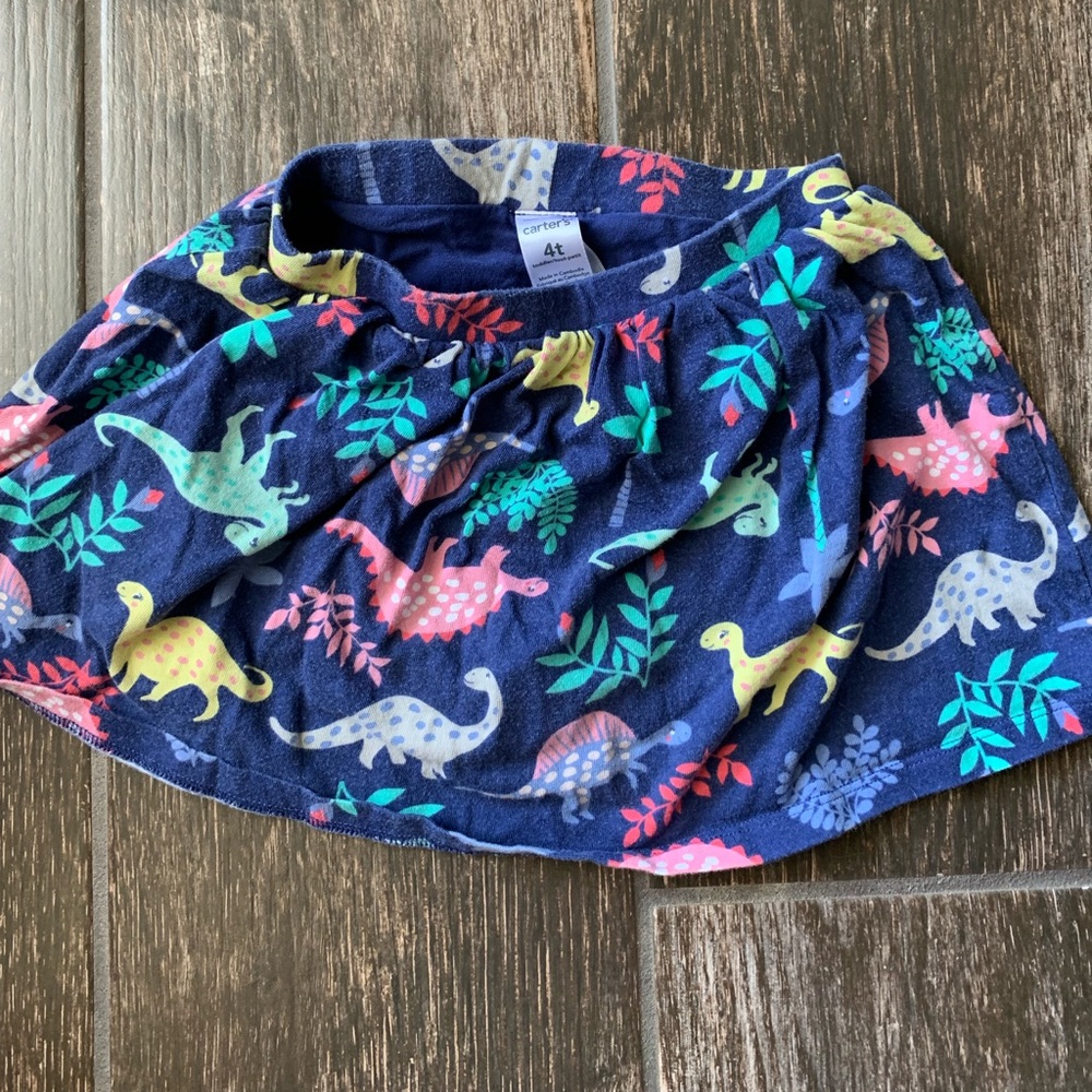 Girls cotton dinosaur skirt with built in shorts